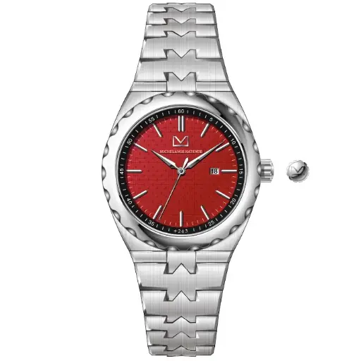 Bongoza Stainless Steel with Red Dial